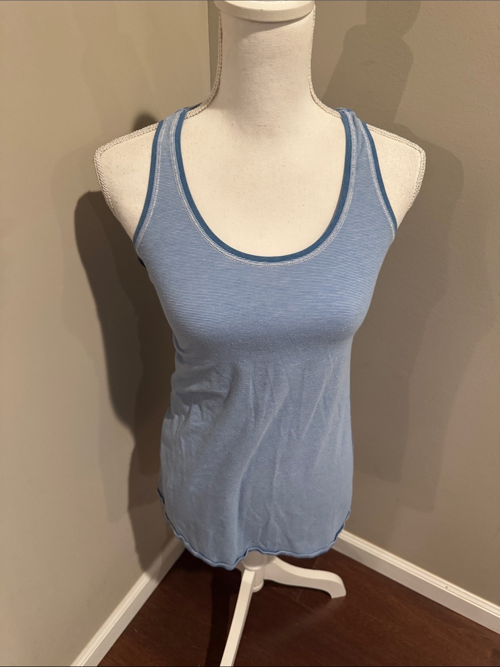 Lululemon blue stripped tank top,  hip length, size 8